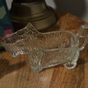 Vintage Scottie Dog Pressed Glass Dish 1930s Art Deco Creamer Candy Container
